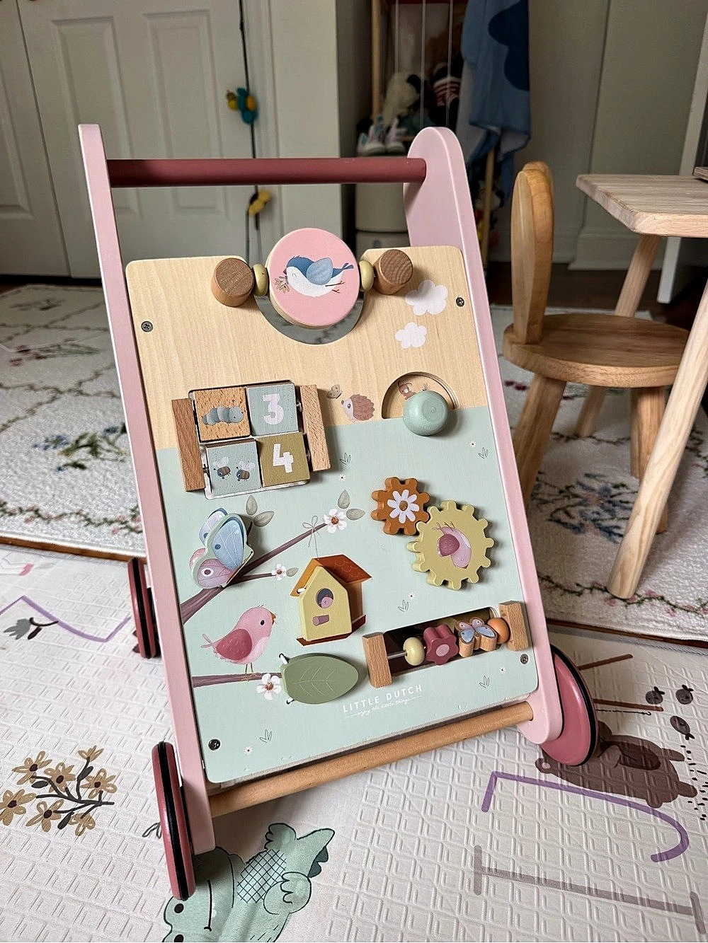 Wooden Activity Walker - Pink - Fairy Garden - Little Dutch